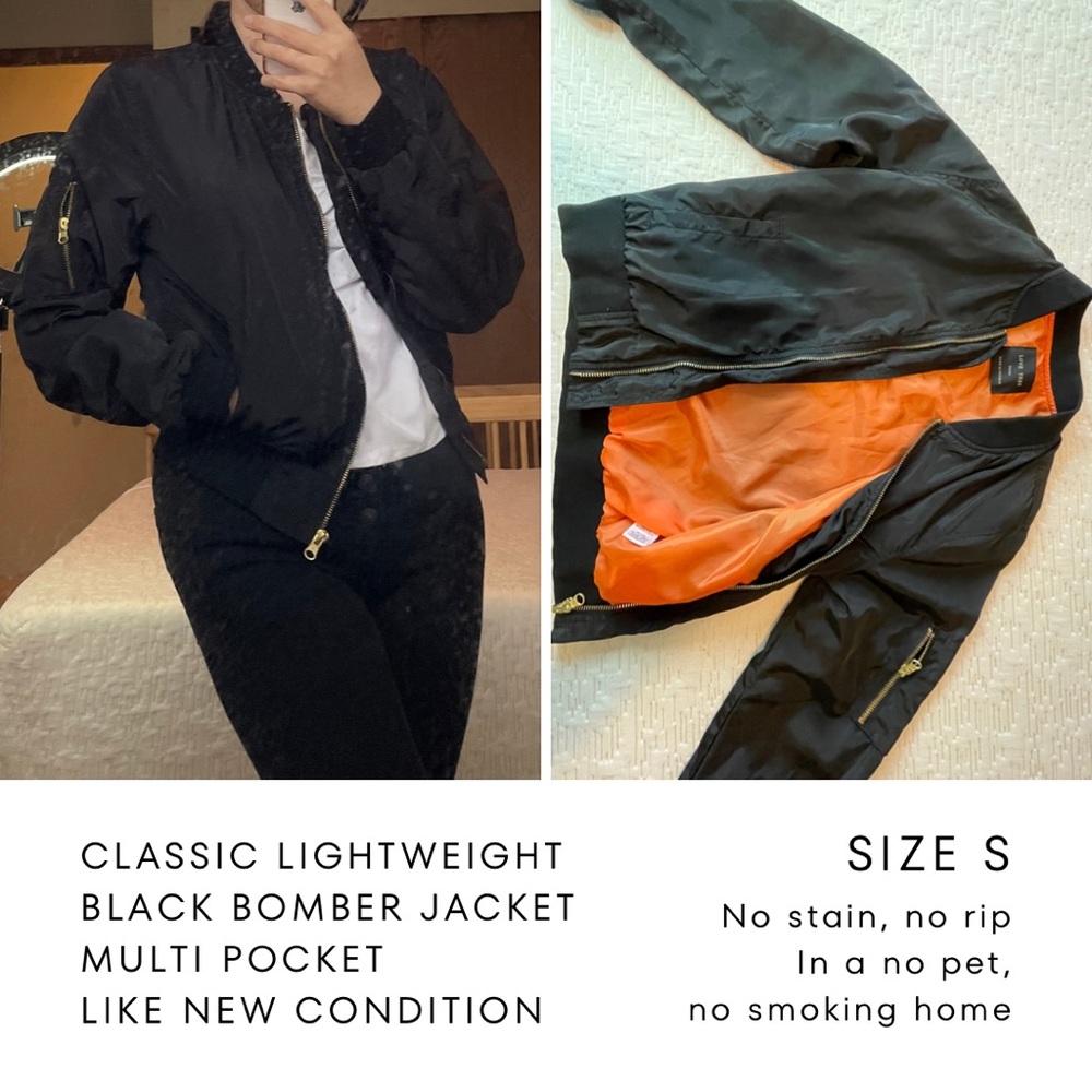 Classic women lightweight bomber jacket - Like NEW, size Small